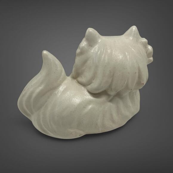 VTG MCM Persian Cat Porcelain Figurine by Roselane Pottery-White w Green Eyes - Picture 4 of 5